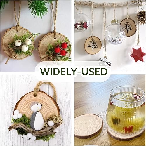 Miniatura 8 de Falling in Art Juego de rebanadas de madera natural de 3.1 a 4 pulgadas para manualidades, 25 discos redondos de madera con agujero preperforado