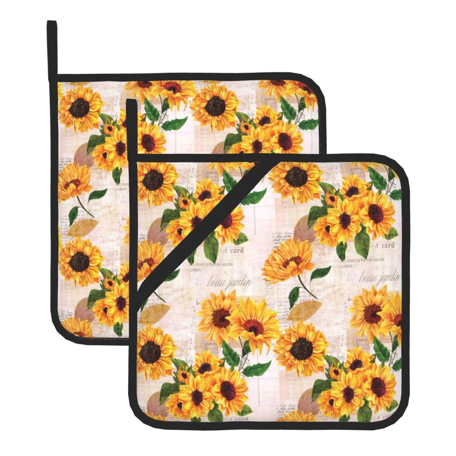 KFRXXZQB 2-Pack Square Pot Holders, Oven Mitts For Baking & Bbq