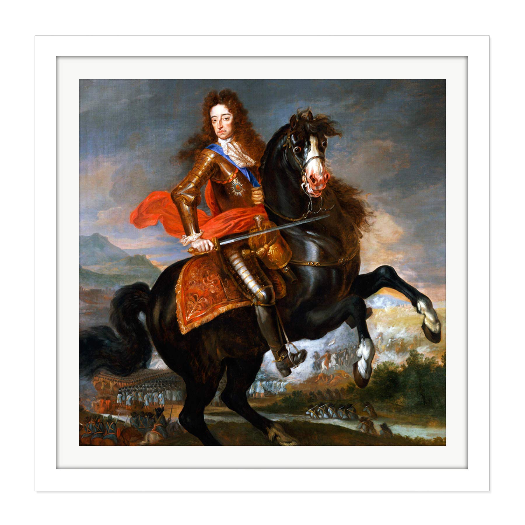 Anonymous Portrait King William III England Painting Square Wooden Framed Wall Art Print Picture 16X16 Inch