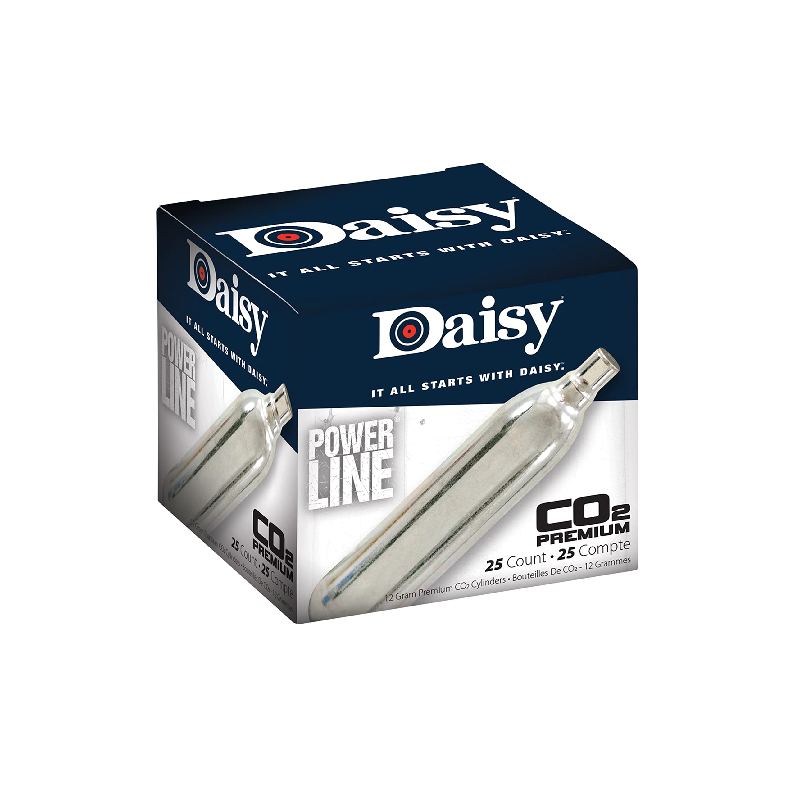 Daisy Outdoor Products CO2 Cylinder (25-Count), Silver, 12gm