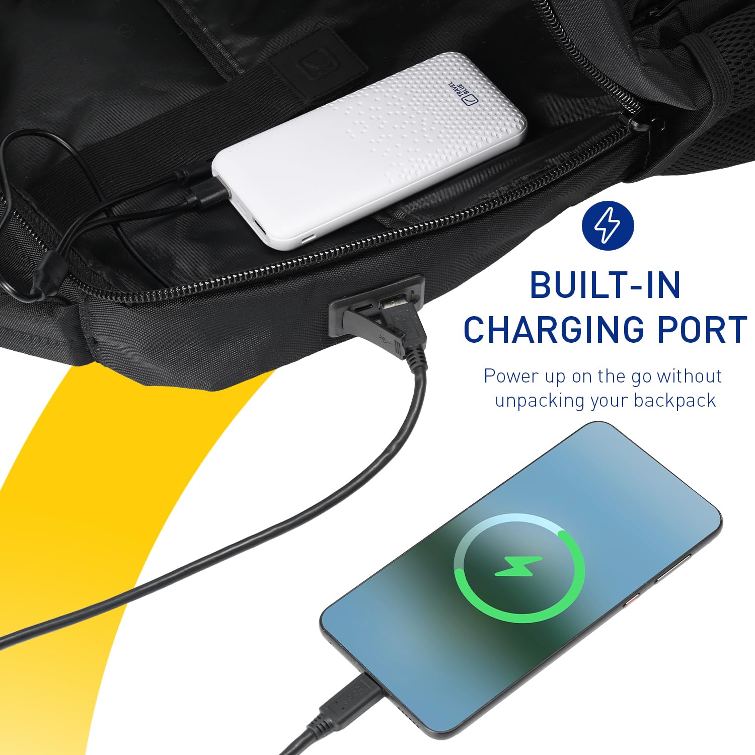 Travel Blue Isola - Zaino per laptop da 28 l, grande zaino da lavoro con scomparto imbottito per laptop, con porta di ricarica USB, scomparti organizer e scomparti per bottiglie, 100% poliestere