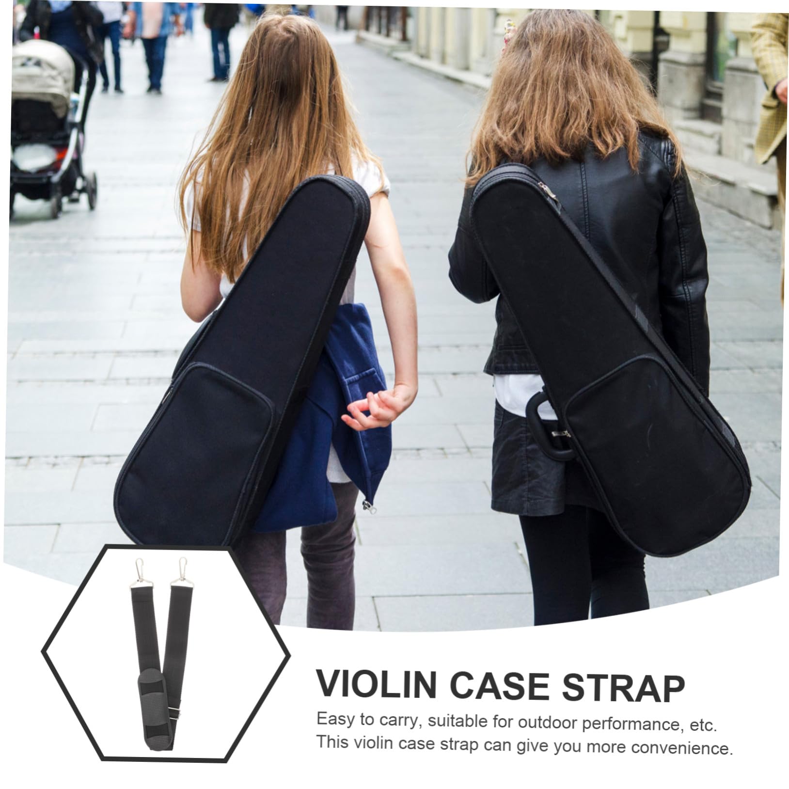 Tracolla per Custodia Violino 2 Pezzi, Borsa per Strumento | Nero, Fibbia in Metallo, Spallacci Imbottiti, Resistente allo Sporco, per Esibizioni All'aperto