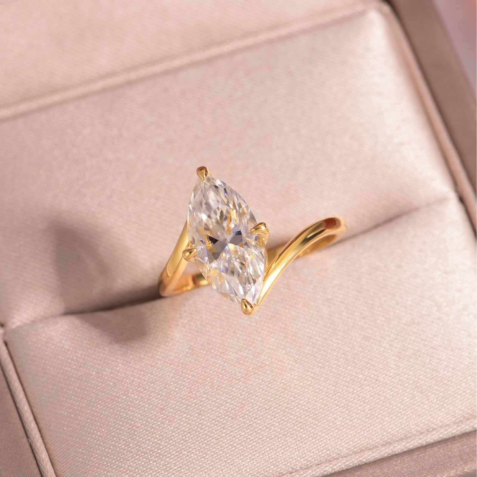 Pierścionek zaręczynowy, z prawdziwego złota, z moissanite, 3 ct, obrączka ślubna, dla kobiet