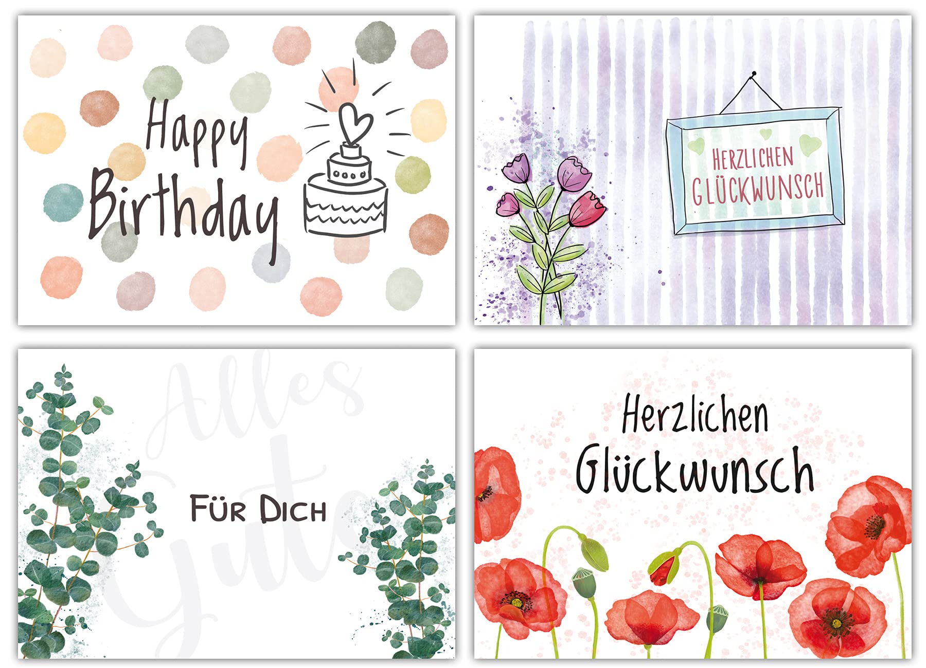 Set di biglietti di auguri di compleanno design | Vettore Gratis