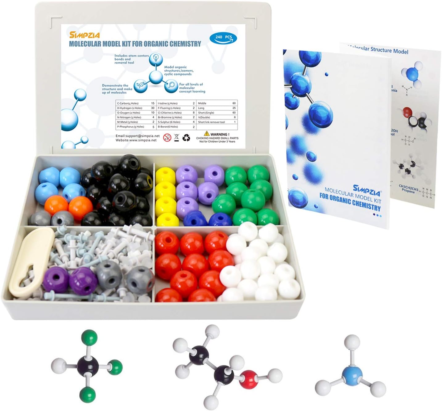 240 Pcs Organic Chemistry Model Kit Molecular Model kit, Chemistry Organic and Inorganic Modeling Students Set with Manual & Atoms, Bonds for Students, Teachers & Scientists