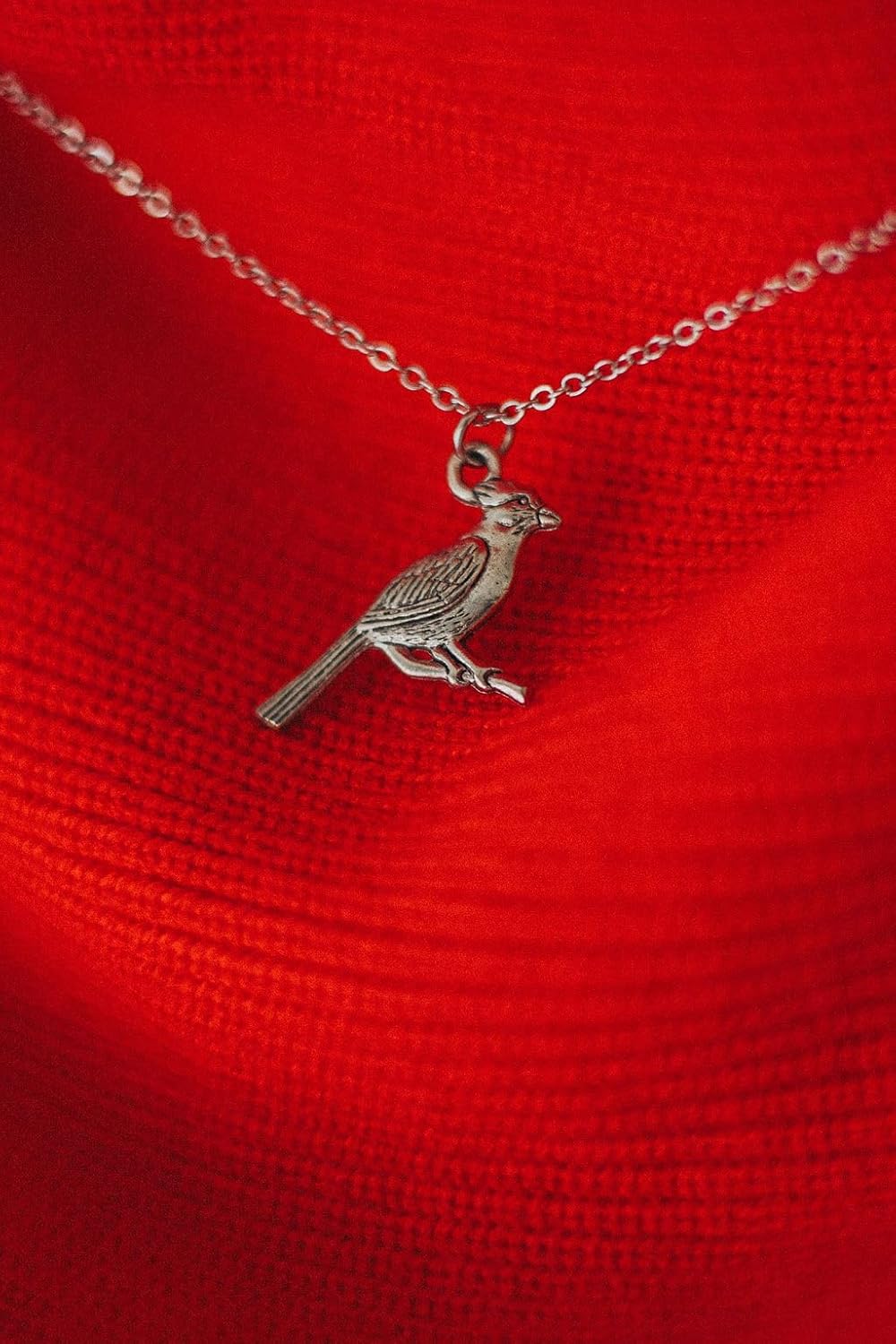 MOM & THREE DAUGHTERS Antique Pewter Cardinal Charm Necklace | 20" Stainless Steel Chain | Bereavement Gift | - Image 5