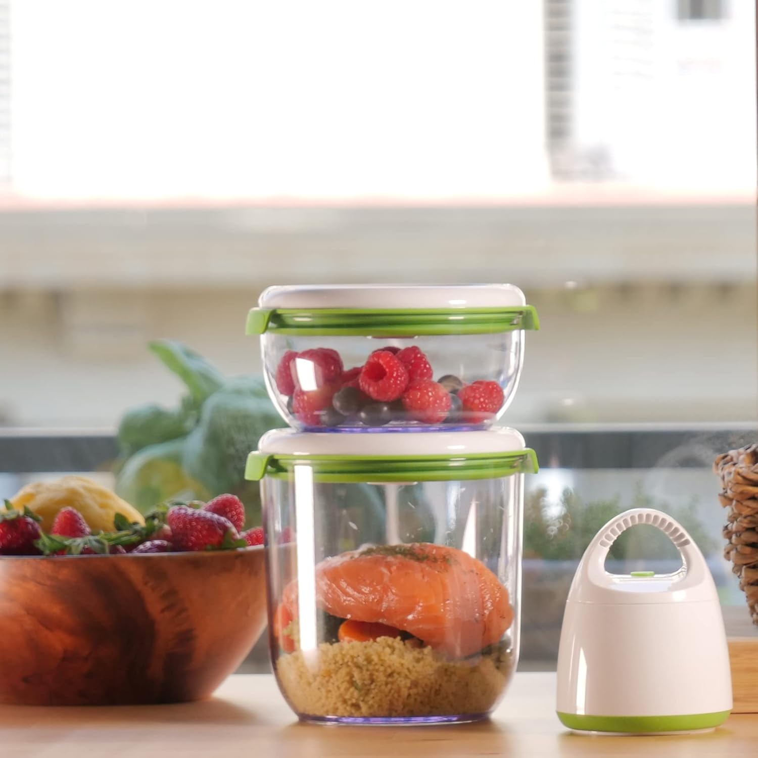 FOSA Vacuum Food Storage System Reusable Container Starter Set with