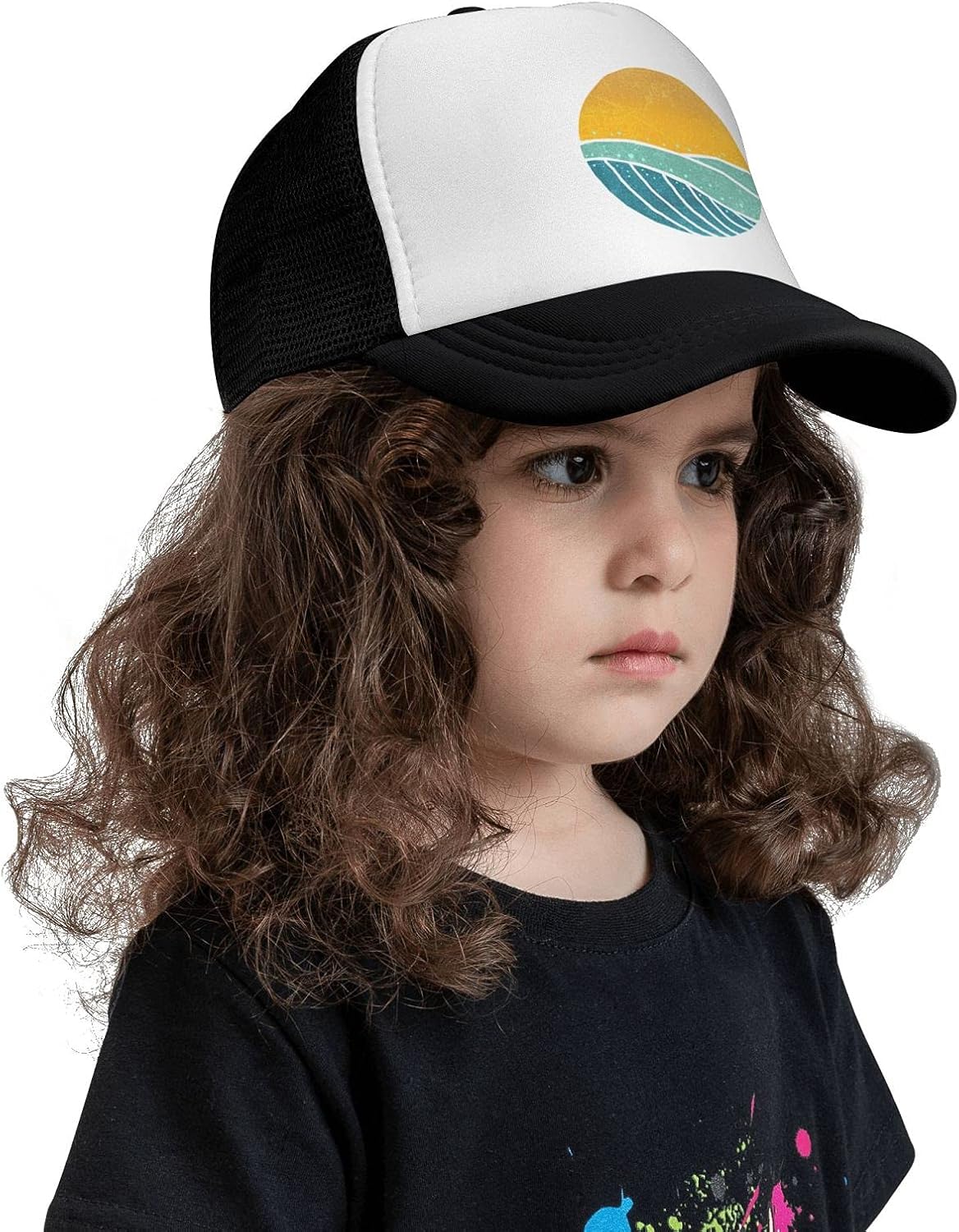 NVJUI JUFOPL Girls' & Boys' Sea Wave On Tide Baseball Cap Mesh Funny Trucker Hat for Kid Black : Clothing, Shoes & Jewelry