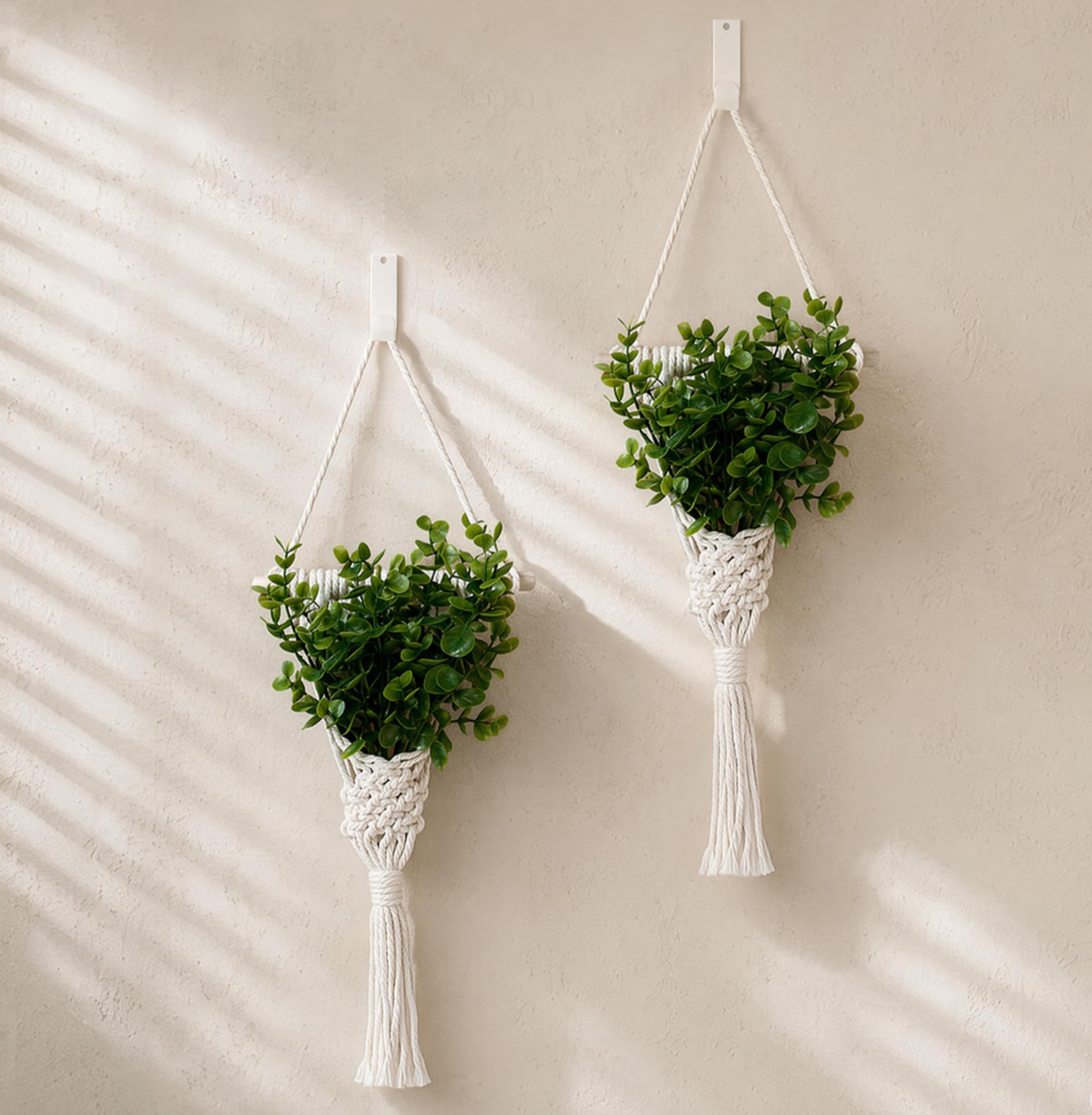 Lot de 2 suspensions murales en macramé pour plantes - Style bohème