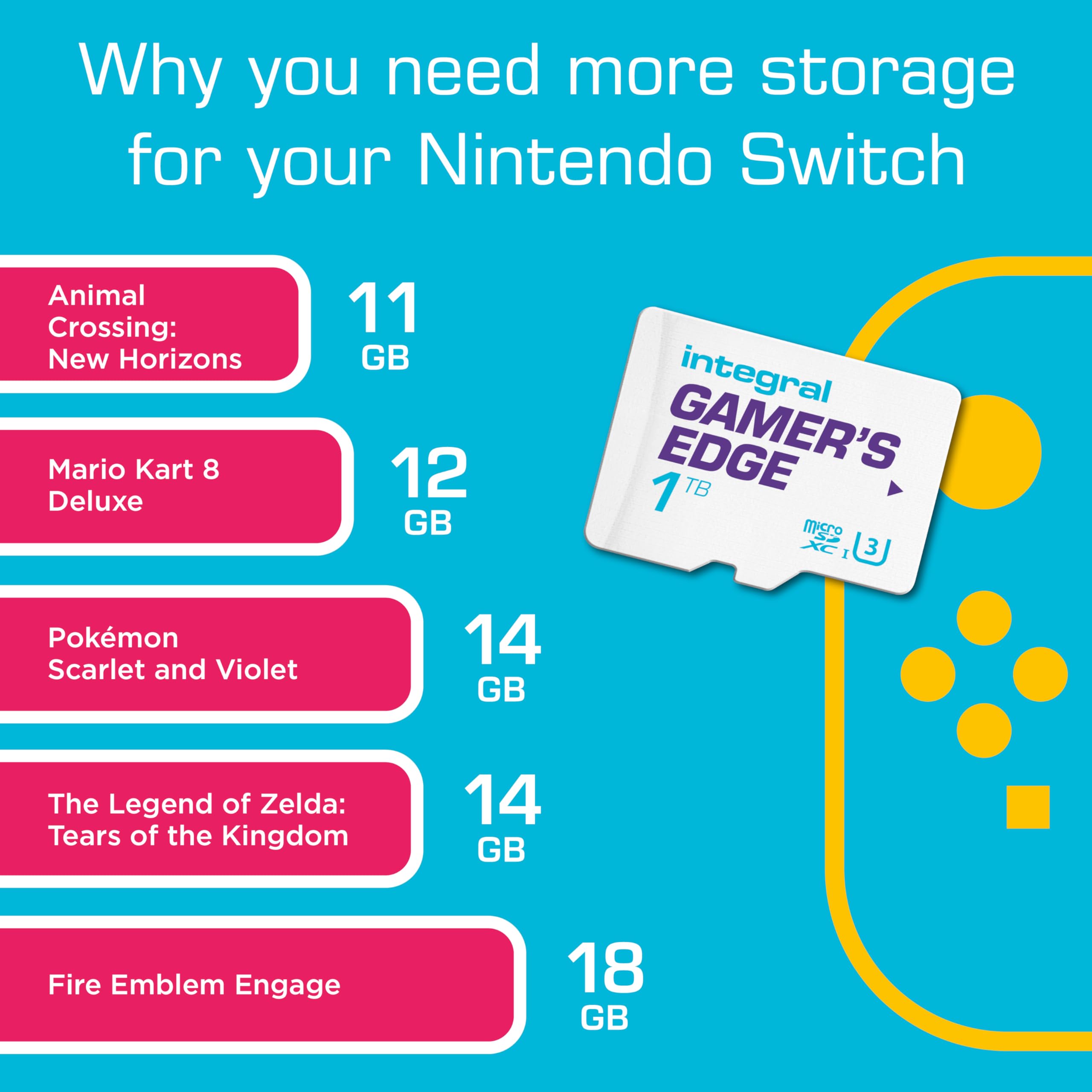 Integral 1TB Gamer's Edge Micro SD Card for the Nintendo Switch 1, Switch Lite, Switch OLED & Valve Steam Deck consoles - Load & Save Games Fast, DLC & Save Data, Quick Gaming Storage Memory Card — view 7
