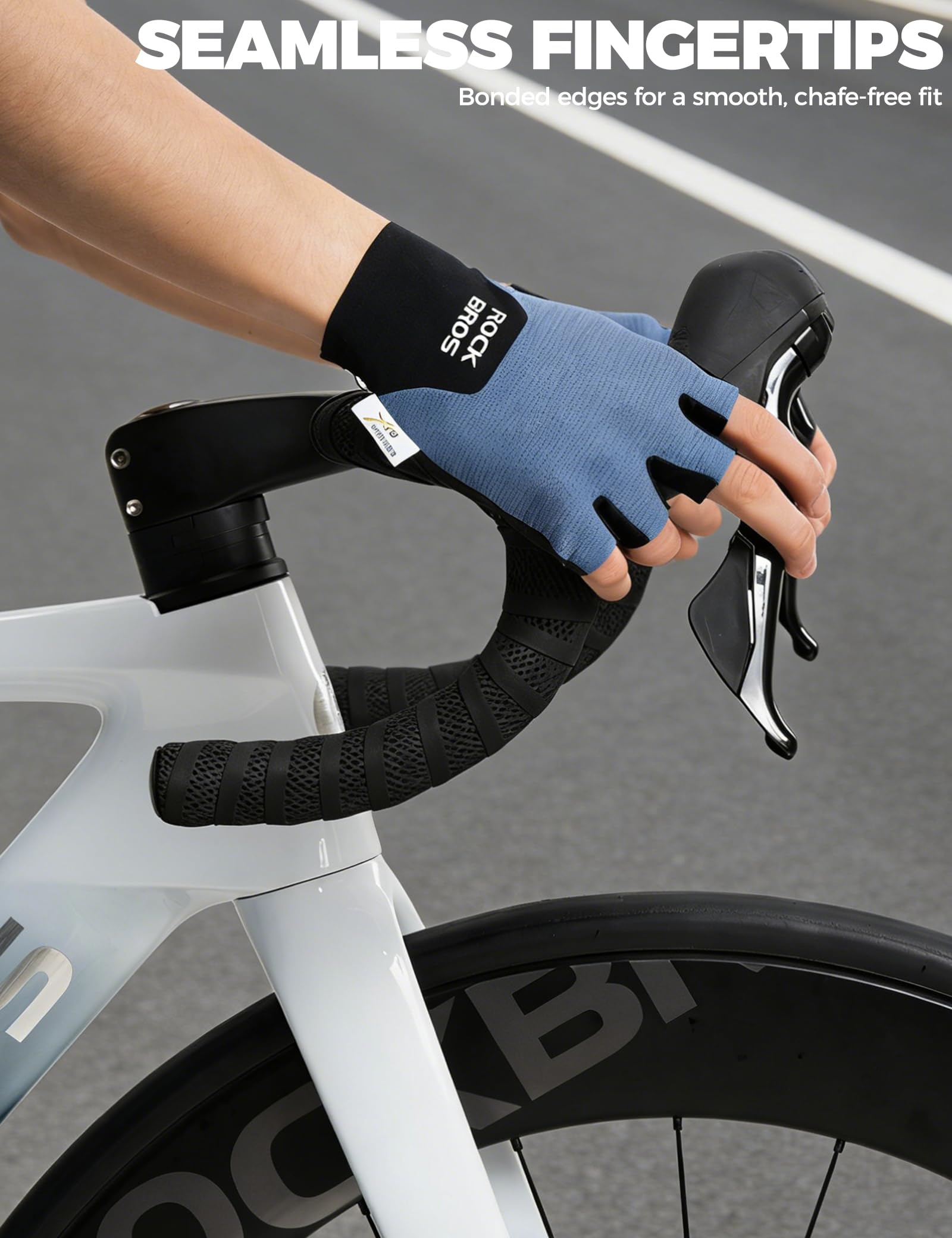 ROCKBROS Guantes Cortos de Ciclismo con Acolchado PORON XRD para Hombre y Mujer, Transpirable, Antideslizante para MTB, Bicicleta de Carretera, Deportes al Aire Libre