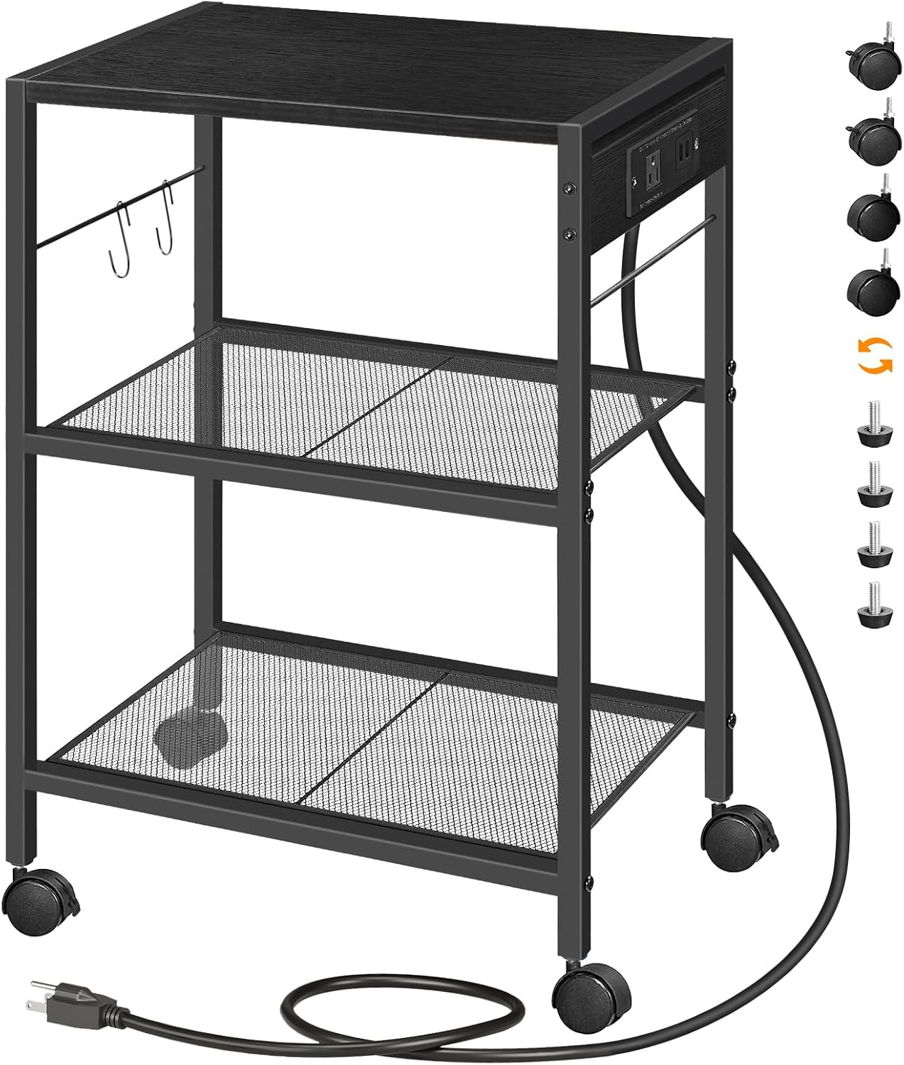 GEORIS Industrial Printer Stand 3 Tier, Home Printer Wood Table With Wire Storage Shelf For - View #9