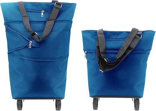 Shopping Trolley on Wheels, Shopping Trolleys, Shopping Trolley on Wheels Foldable, Foldable Trolley, Foldable Trolley on Wheels, Shopping Bag on Wheels (Blue)