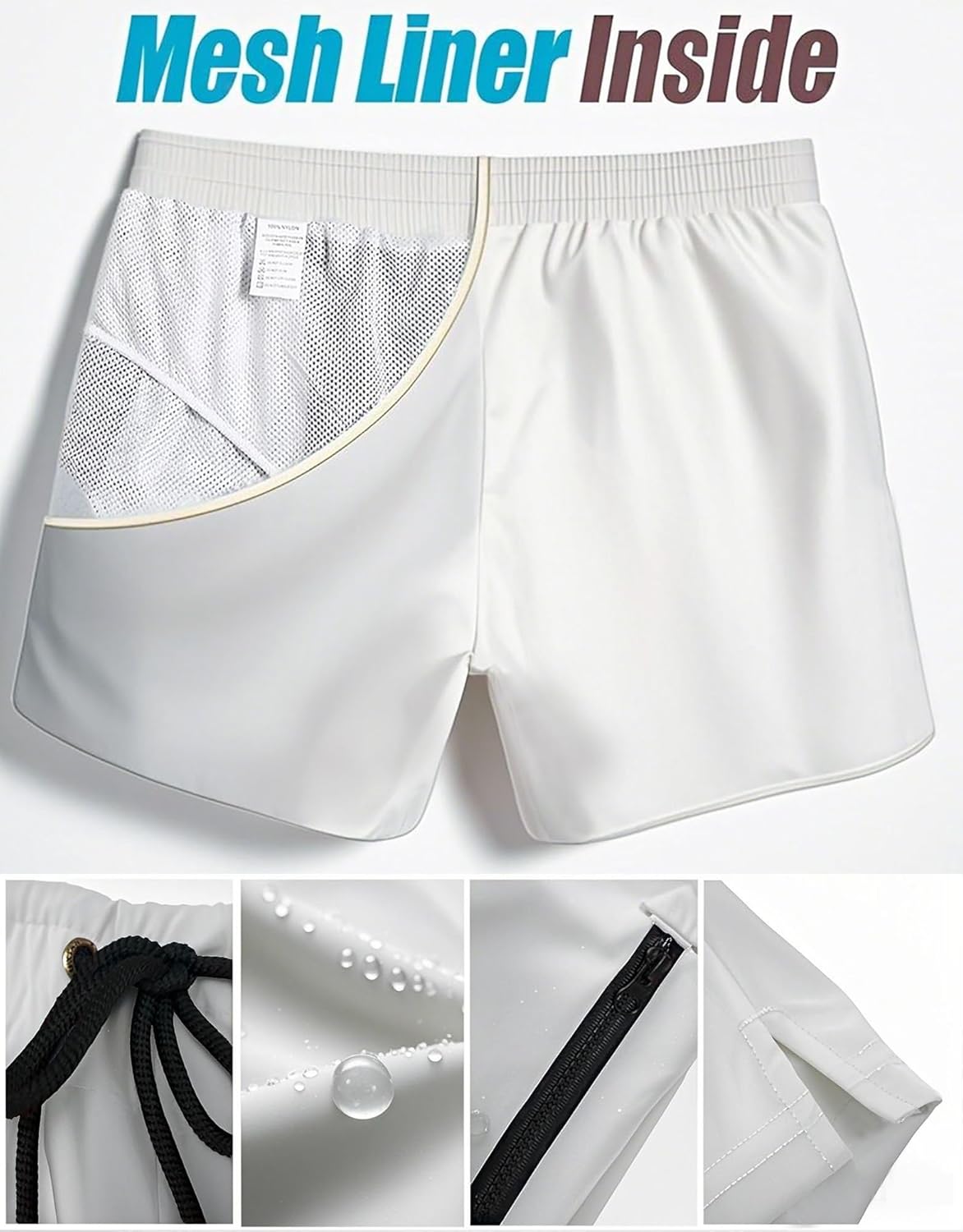 Mens Swim Trunks 5" with Mesh Lining Quick Dry Beach Shorts with Zipper Pockets Sports Swimming Trunks for Men - Image 5