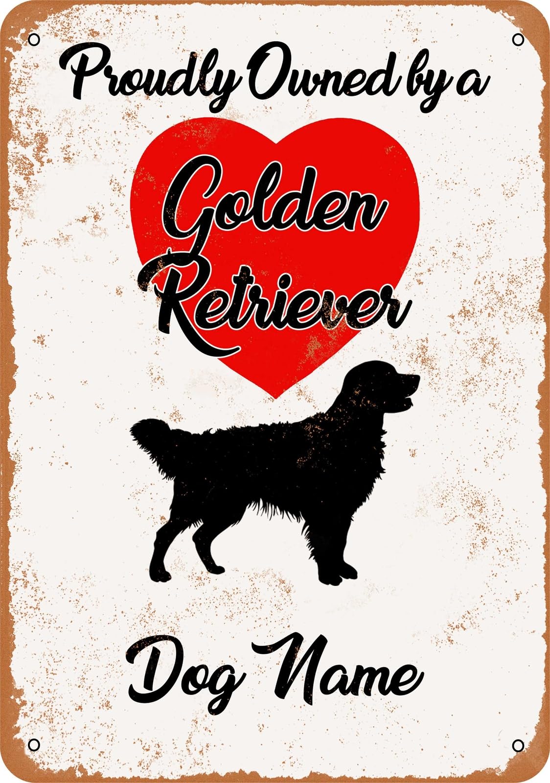 Miaomansenstore Metal Sign - Custom Dog Name - Golden Retriever - Vintage Look Home Decor