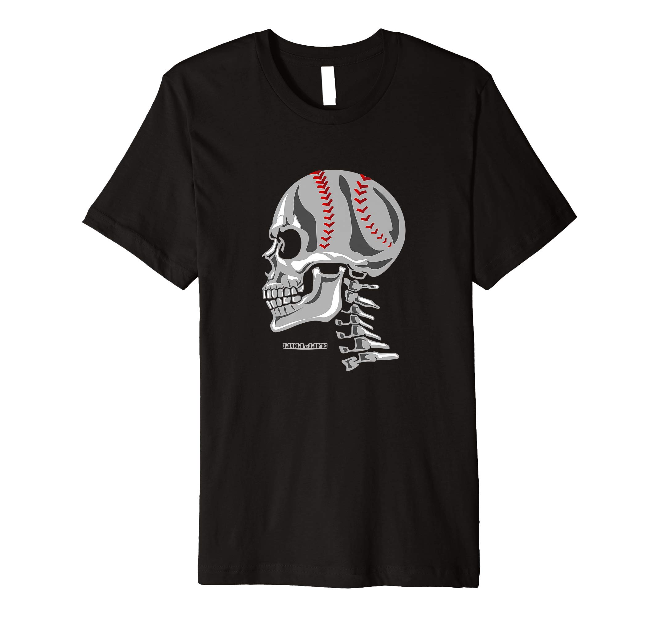 Baseball Player Skull Premium T-Shirt