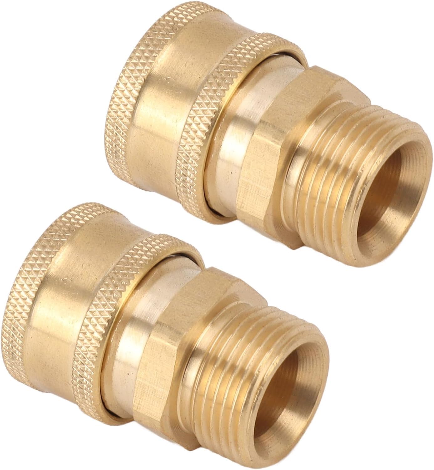 Adaptador de conexión para hidrolimpiadora M22 (2 unidades), cobre puro, conector hembra NPT de 3/8" a macho M22 para conexión universal de mangueras y bombas (orificio interior de 15 mm/0,59")