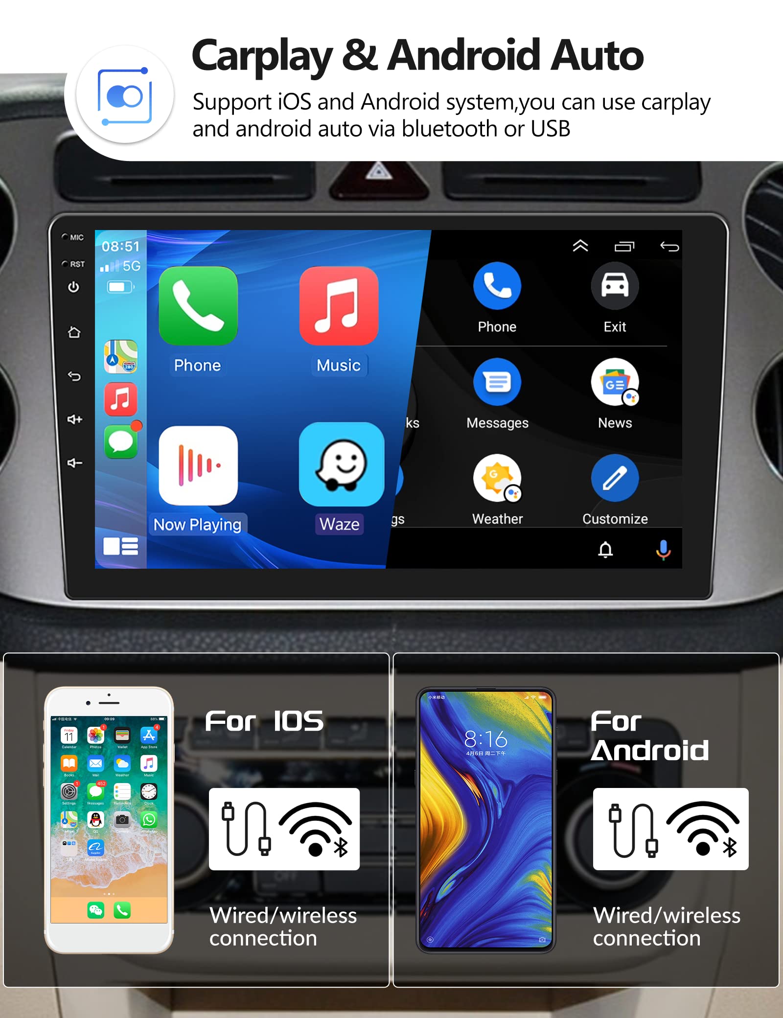 D9-82-PREMIUM - Autoradio Android Vw Tiguan Carplay Android Auto Sans Fil 10.1 Pouces DYNAVIN D9-82-PREMIUM | Sebasto Autoradio