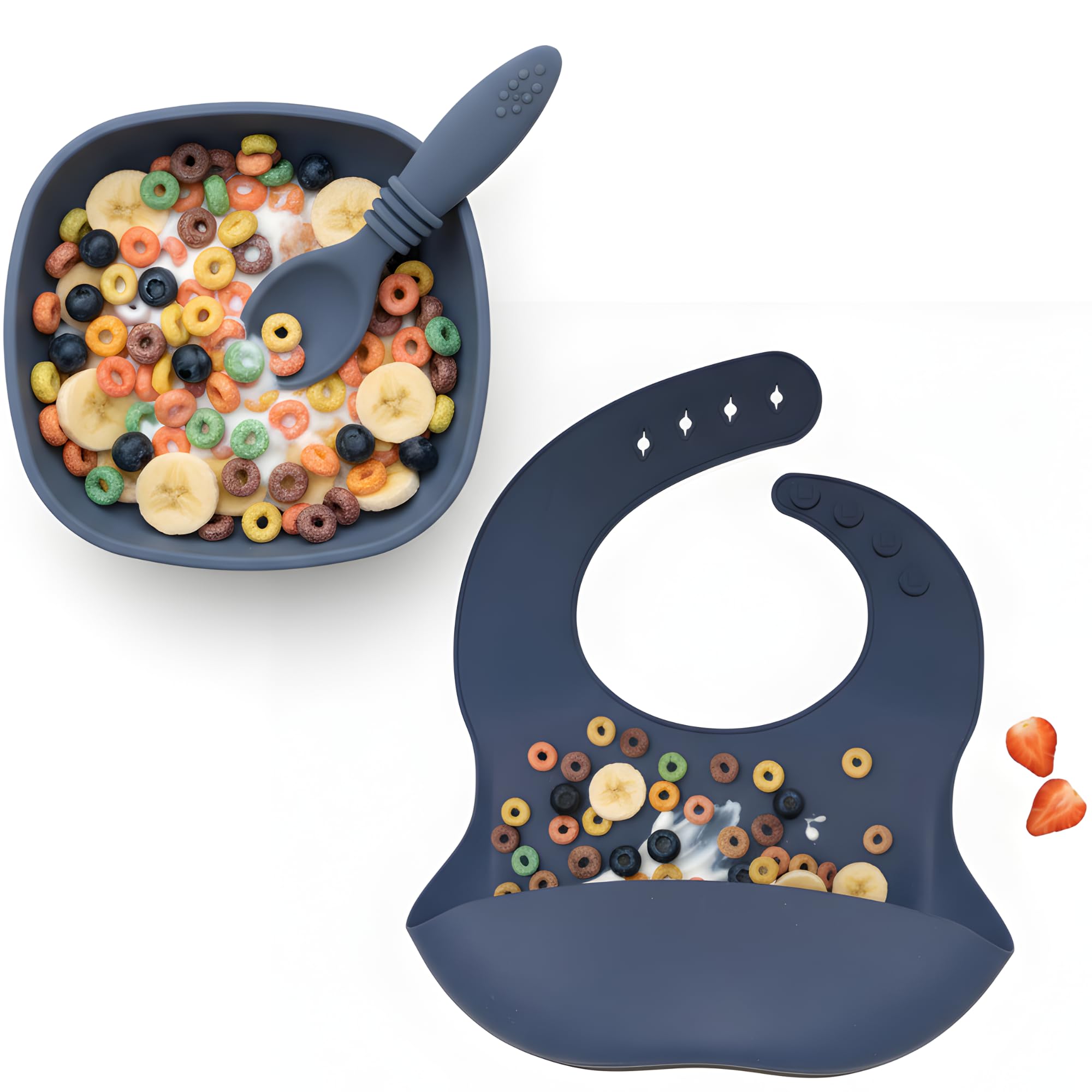 Babykins Baby Feeding Set for Toddlers – Silicone Bib, Bowl with Color Changing Spoon – Food Grade BPA-Free, Dishwasher Safe, Baby Led Weaning Essentials for Babies & Toddlers-image-44