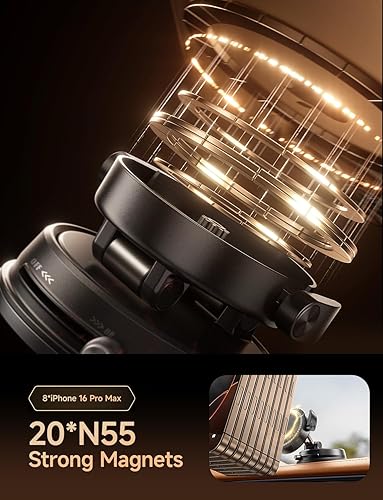 Miniatura 6 de MAGIC JOHN Soporte de coche MagSafe 20 imanes N55 y brazo de clip Soporte magnético ajustable de 360 para teléfono de automóvil, soportes de