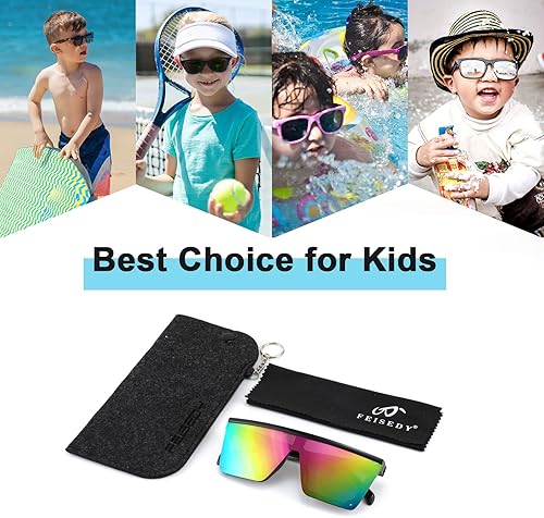 Miniatura 8 de FEISEDY Gafas de sol para niños, gafas de sol cuadradas con protección superior plana con sombras de moda sin montura para edades de 1 a 7 años,