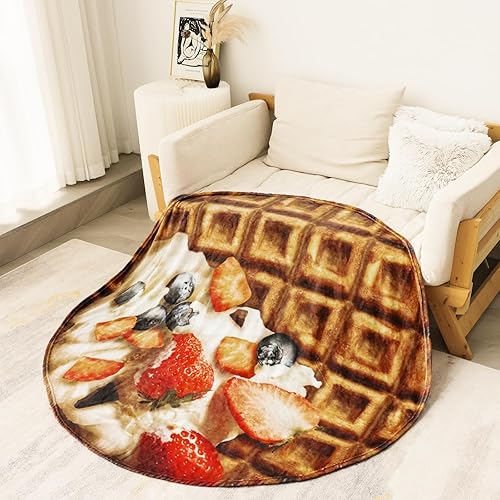 Miniatura 9 de Bnuitland Manta divertida de gofres, 300 GSM, manta gigante realista de doble cara con una bolsa de almacenamiento, regalo novedoso para adultos y
