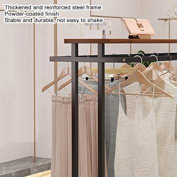 Retail Clothing Rack, Portable Boutique Display Stand Shelf, Steel Clothes Garment, Closet Commercial Bedroom Wardrobe Shelves(Black,47.2x19.6x59in)