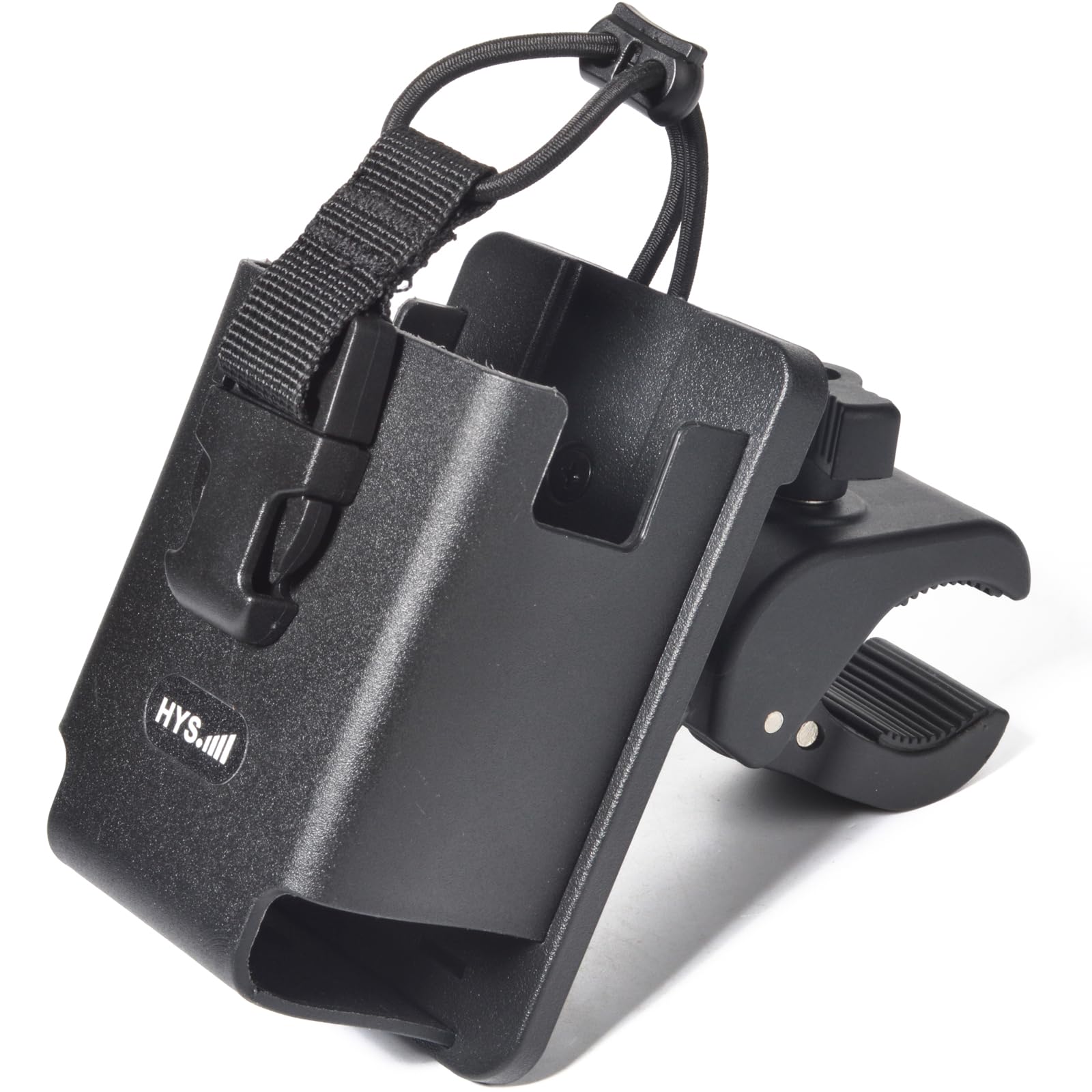 HYS Stand Two Way Radio Holder, Low-Profile Walkie Talkie Clamp Pole Mount