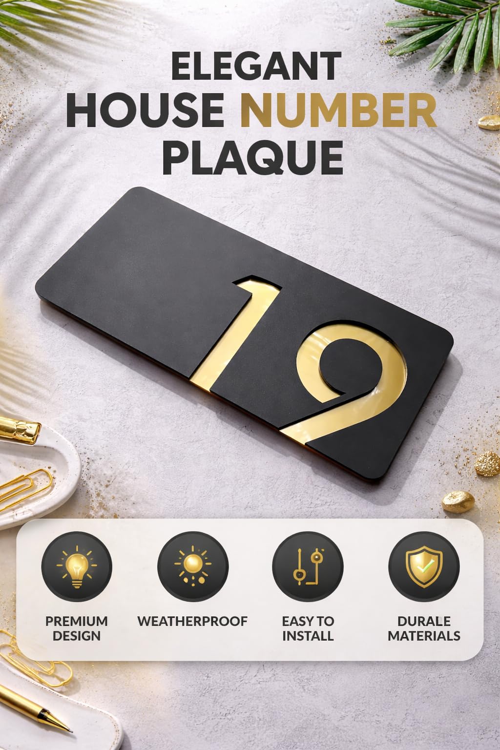 Room Number Plate Customized for Door, Gate, Flat, Apartment, Hotel & Hospital | Waterproof Indoor & Outdoor Name Plate customize room, flat number plates Sign, 6x 3 Inch (NHP-3) — Amazon image 2