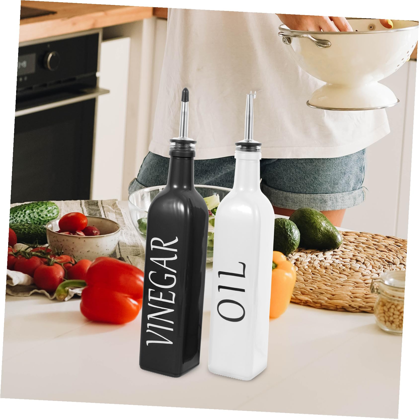 Design Glas Stilvollem Ausgießer für mit aus Tropffreiem Ölspender Multifunktionaler Kunststoff Essig Küche und Salate