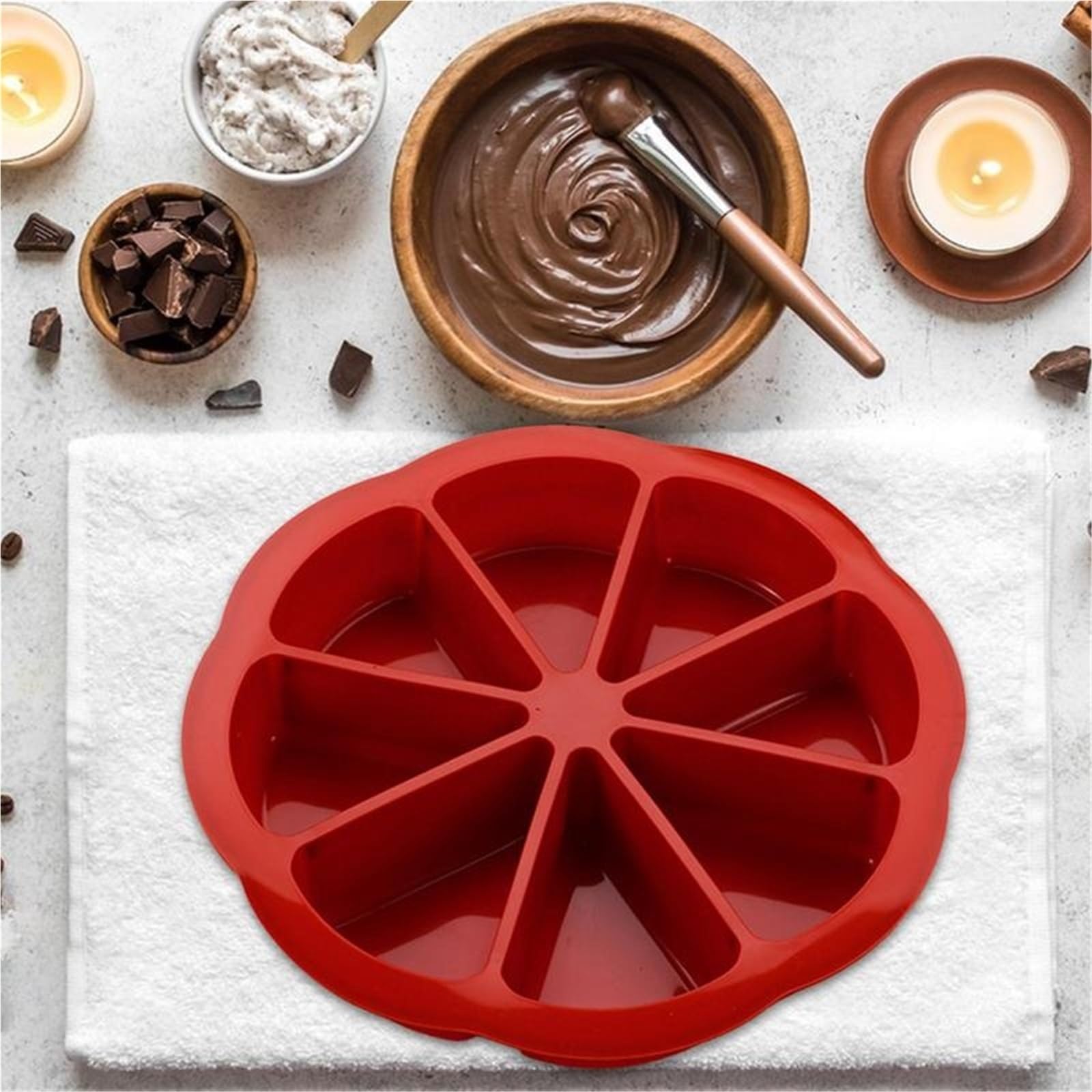 2 moldes de silicona for hornear pasteles con 8 rejillas y forma triangular for pan maíz para Pasteles(Red)