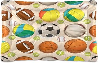 Sports Balls Washable Dog Bed Anti-Slip Dog Crate Bed Pet Beds Sleeping Mat for Large, Medium, Small Pets 18x24in