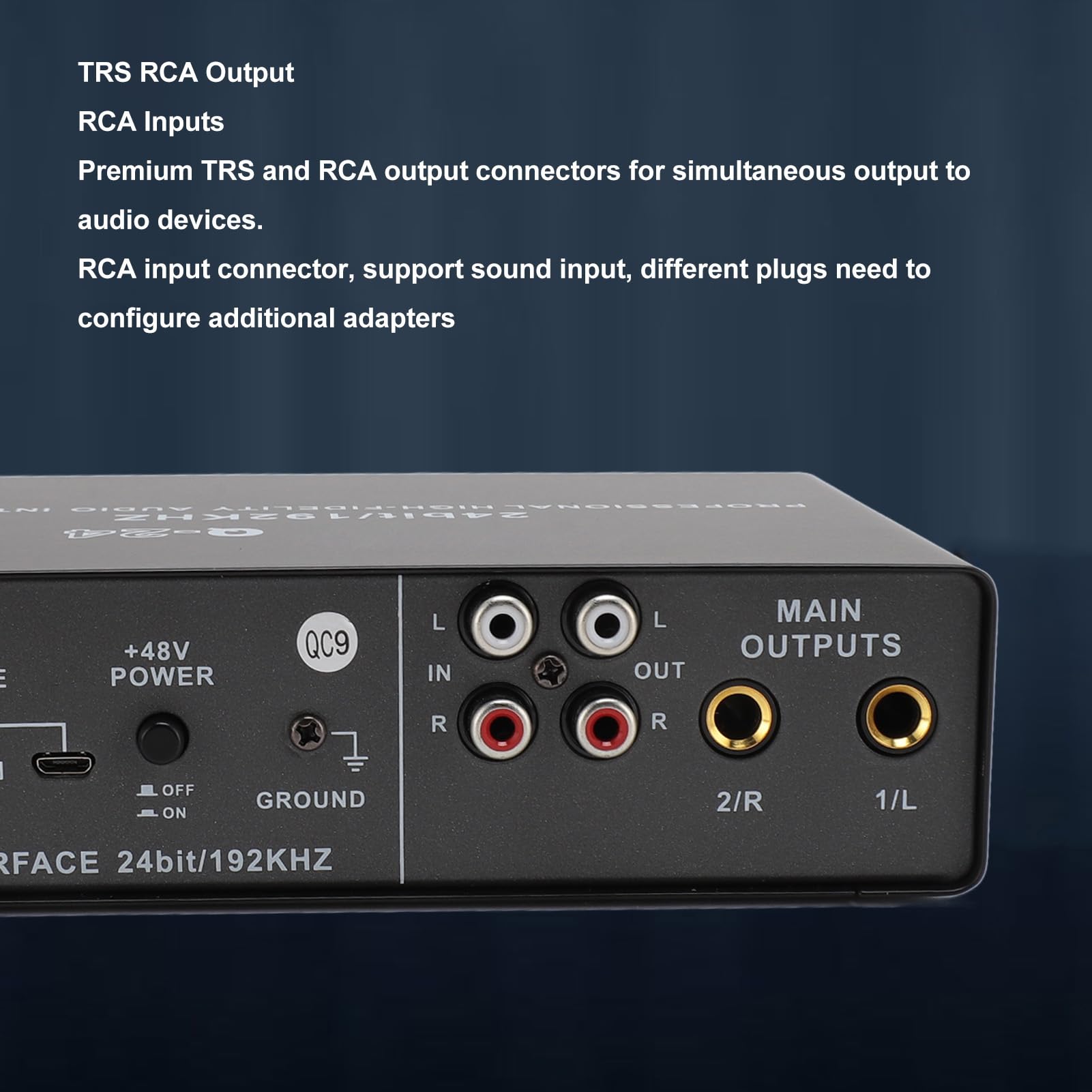 Interfaccia Audio con Alimentazione 48 V, 24 Bit 192 KHZ, Interfaccia Audio di Registrazione per Trasmissioni in Diretta, Registrazione Domestica, Produzione Musicale,