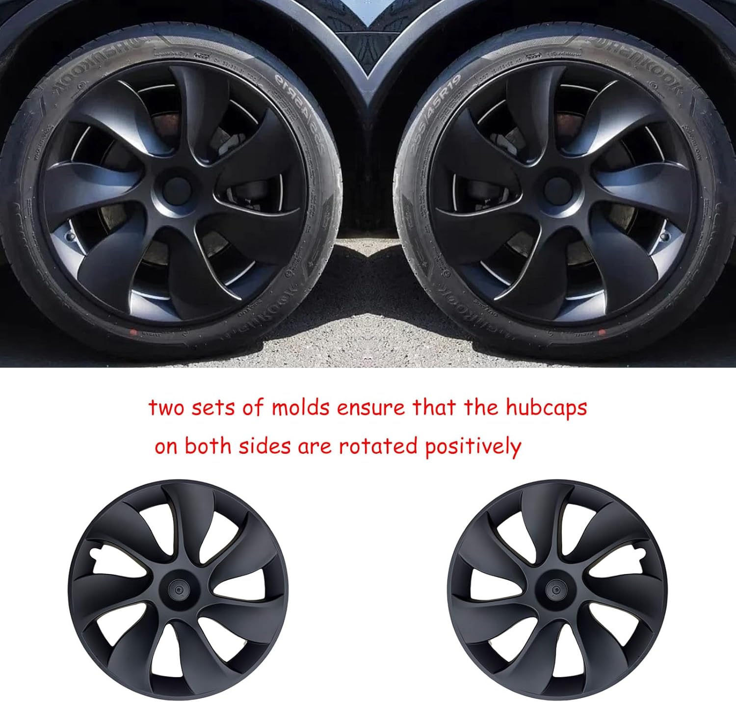 19 Inch Wheel Covers for Tesla Model Y Accessories 2020-2024 Matte Black ABS Material Hubcaps Replacement for Tesla Model Y Driver Side Left 1PCS（Tornado Style）