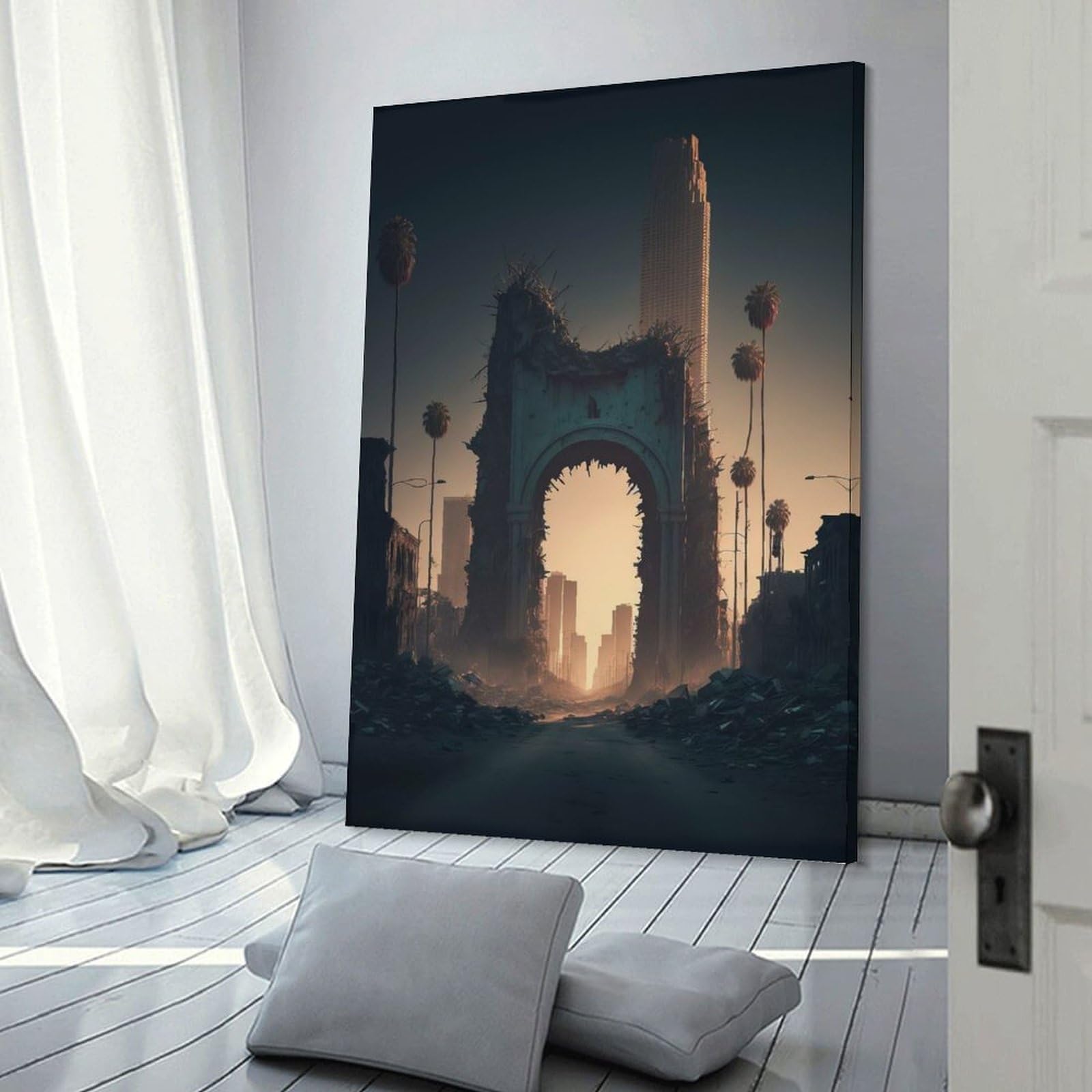 Junmoney Canvas Wall Picture Los Angeles, 24x36inch(60x90cm), for Front Hall, Corridor Or Welcome Spaces, Decorative Wall Art for Narrow Spaces