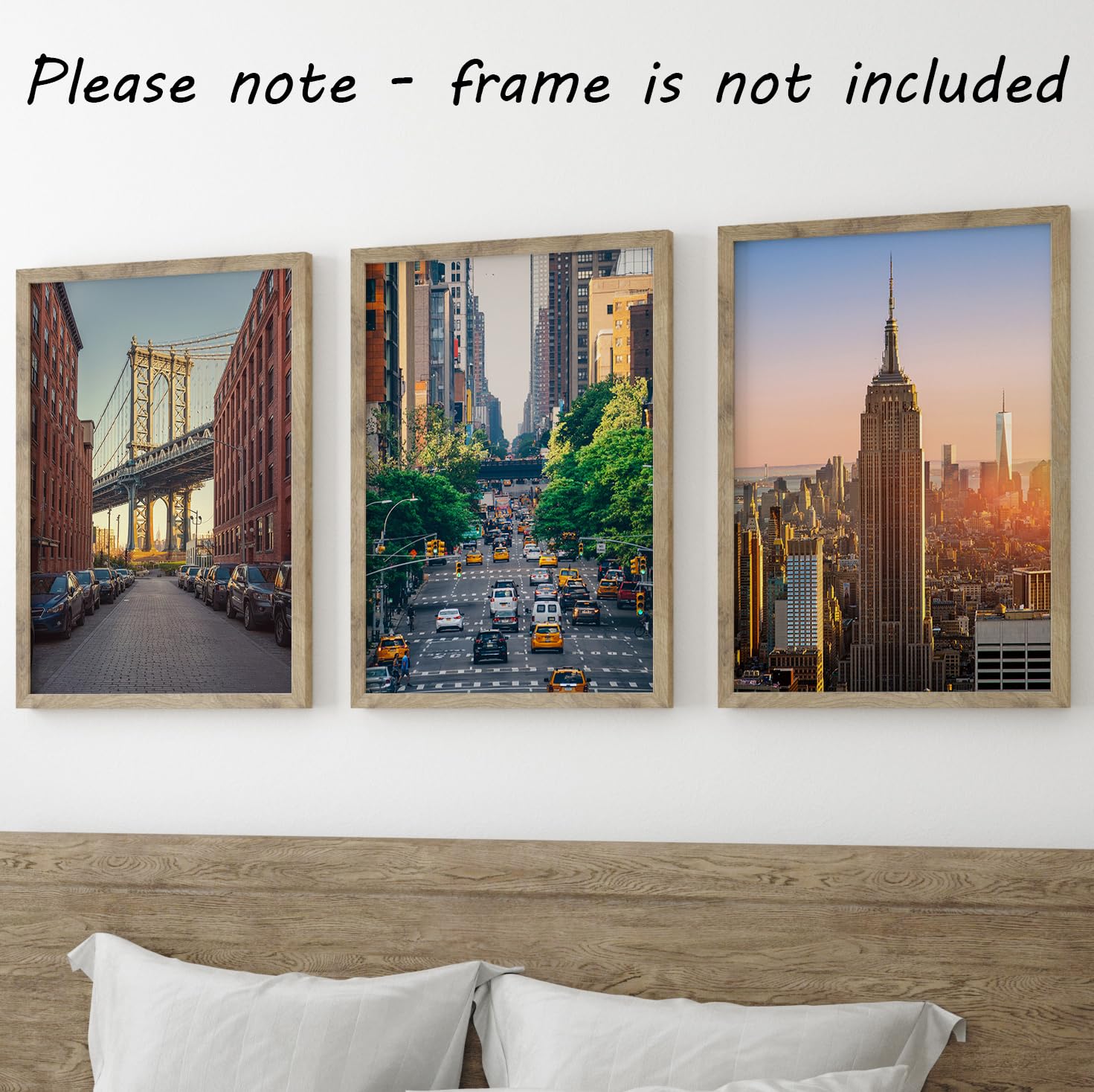 Eviepops Prints New York Landscape Set of 3 Unframed Poster Prints, Photographic City Wall Art, Home Décor, Manhattan Bridge - Image 4