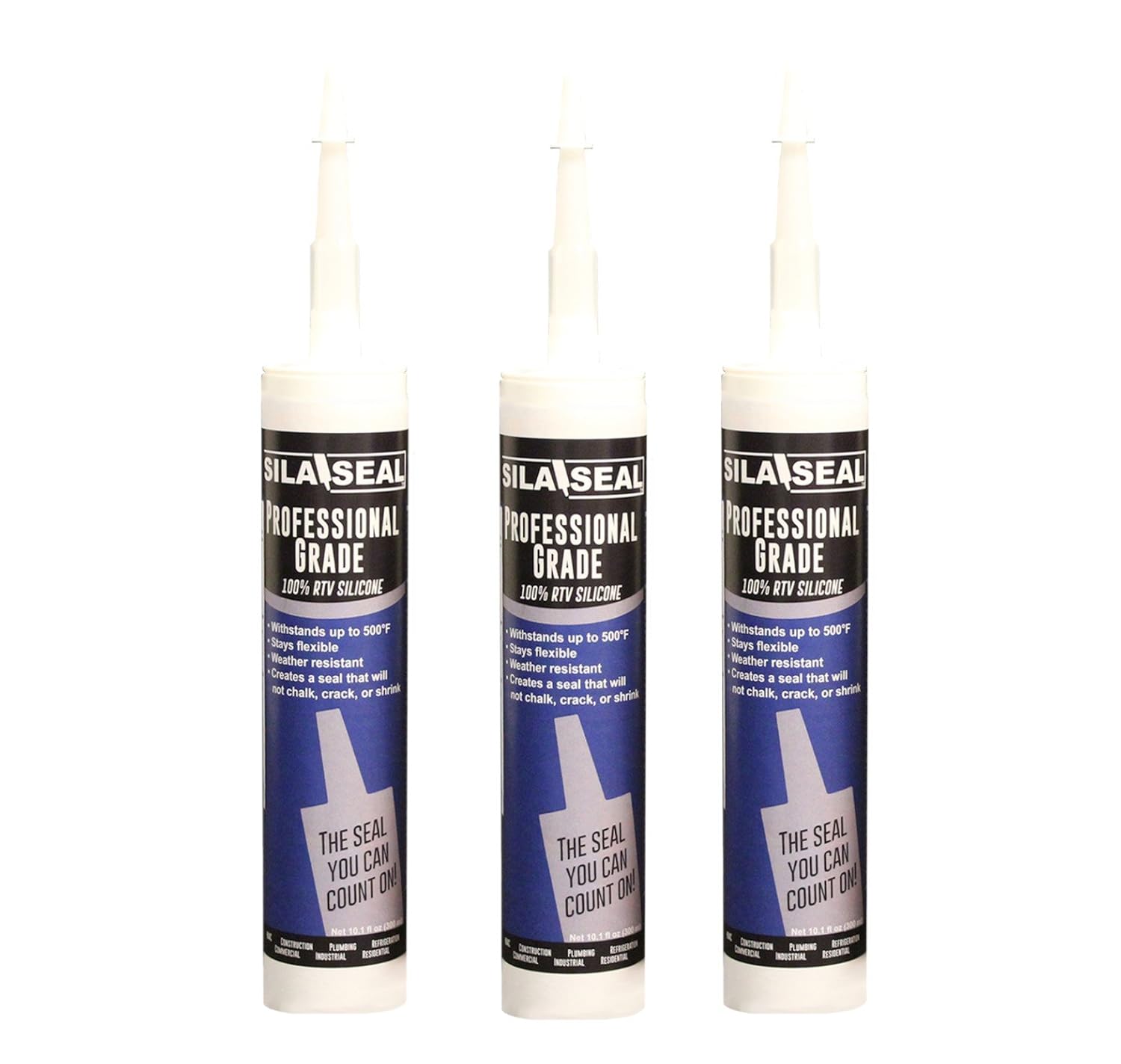 High Temp Silicone Sealant, 100% RTV Silicone- Black (Qty 3)