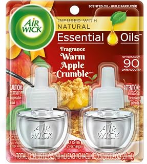 Air Wick Scented Oil 2 Refills, Warm Apple Crumble, (2X0.67oz), Air Freshener