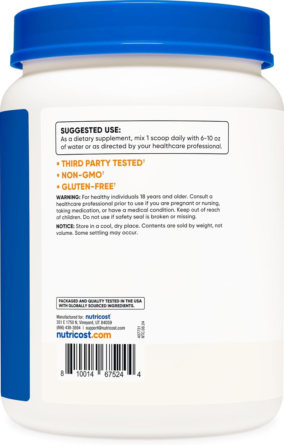 Nutricost L-Glutamine Powder 1 KG - Unflavored, Non-GMO, Gluten Free - Image 4