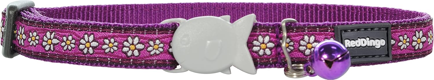 Red Dingo CC-DC-PU-SM Designer Cat Collar, Daisy Chain Purple