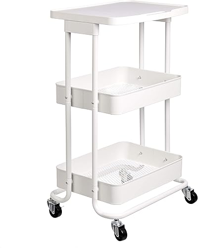 Miniatura 1 de Tienda Basics Carrito de cocina de metal de 2 niveles con estante color blanco
