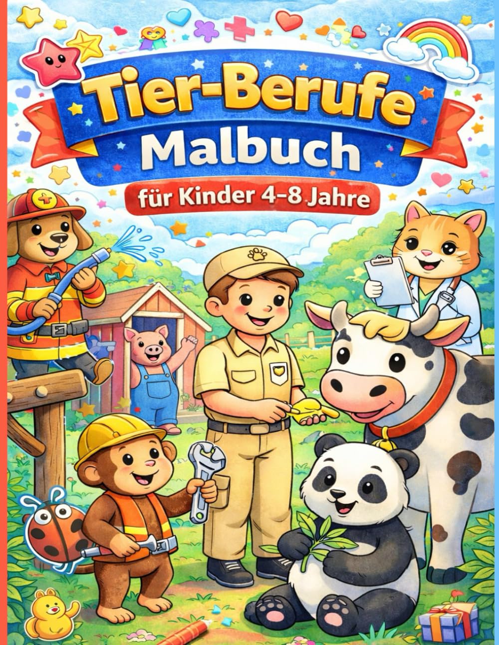 Tier-Berufe Malbuch für Kinder 4–8 Jahre: Süße & Einfache Ausmalbilder mit Großen Flächen und Dicken Linien für Jungen & Mädchen