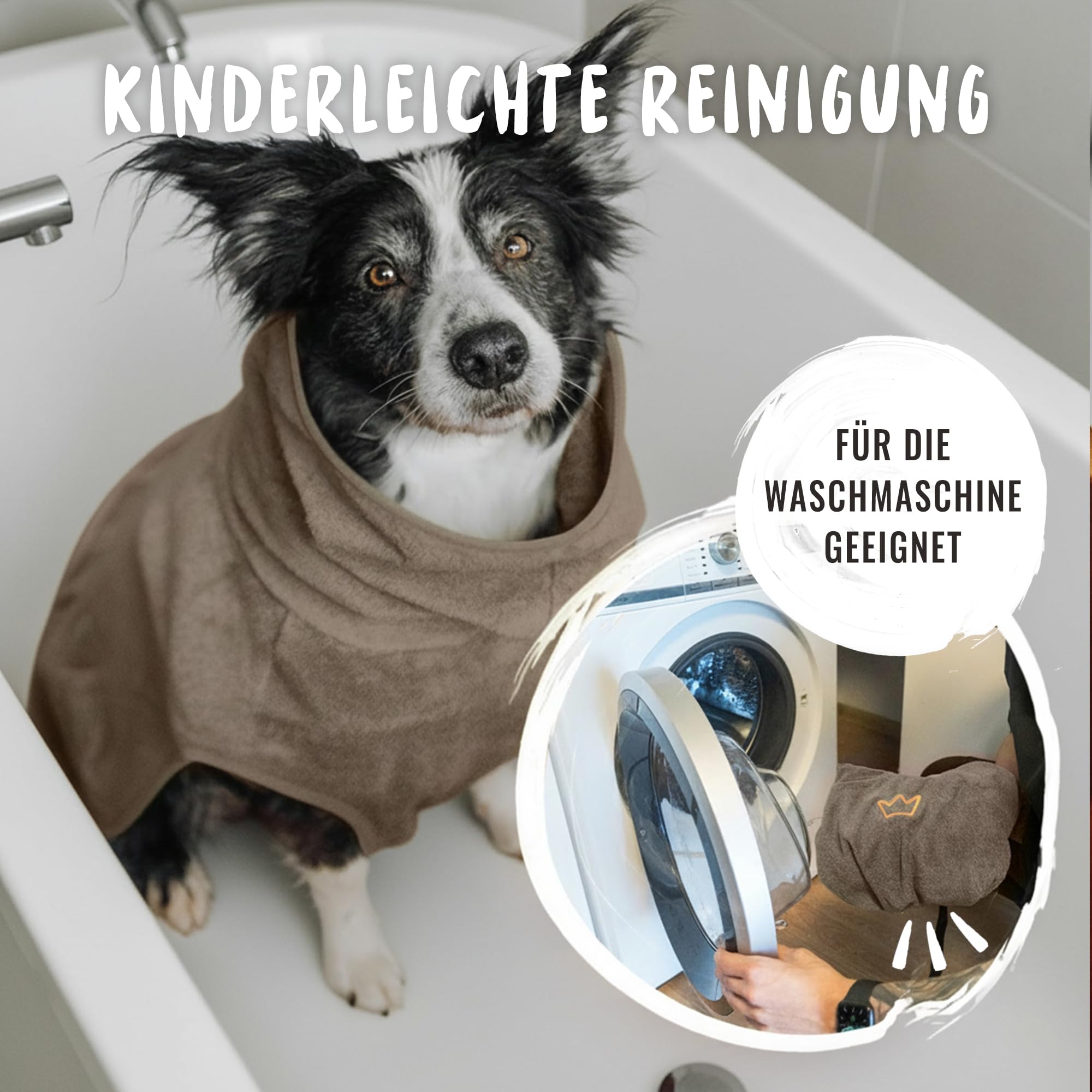 Rudelkönig Hundebademantel aus 100% Baumwolle - Saugstarker Bademantel Hunde groß - Kuscheliger Hunde Bademantel gross