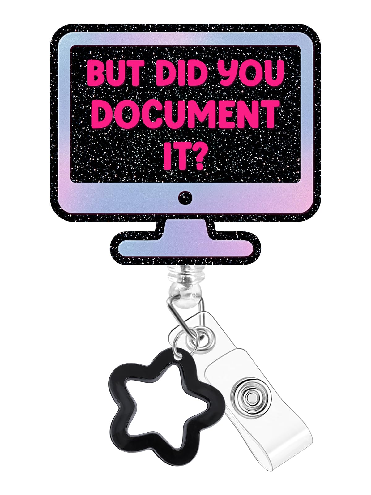 Plifal Badge Reel Holder Clip - Funny But Did You Document It Computer Retractable ID Name Card Badge Reel with Charm Alligator Clip, Office Nurse Nursing Medical Worker Student Accessories Gifts — image 1