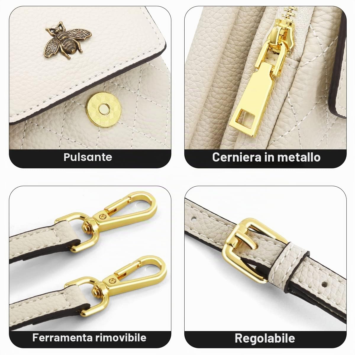 HNOOM Borsa a Tracolla per Cellulare Vera Pelle Borsa Piccola Tracolla Donna Portafoglio a Tracolla Crossbody Bag Portamonete con fessure per carte a tracolla