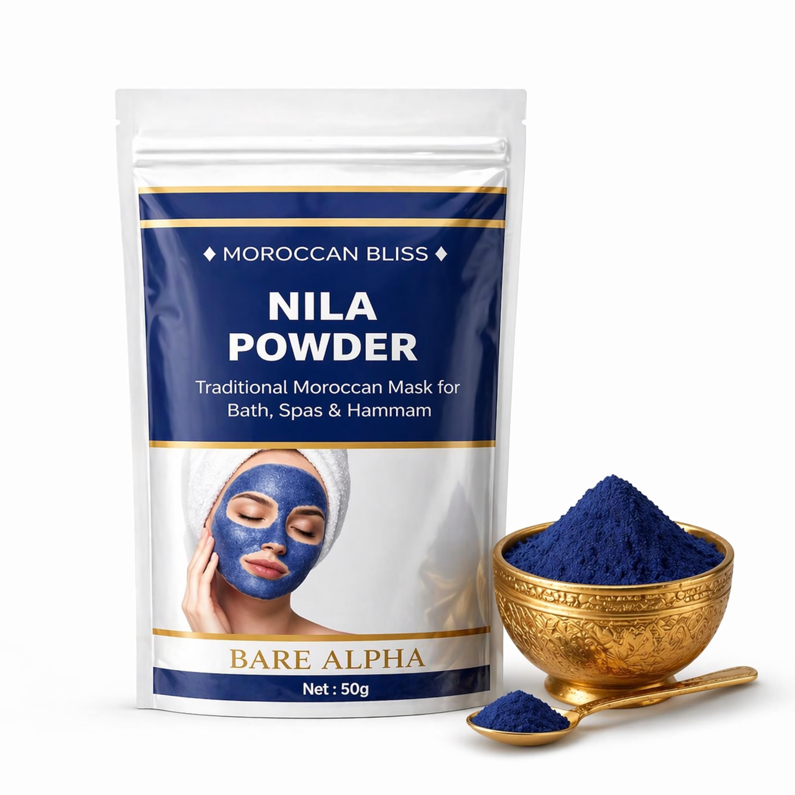Moroccan Nila Powder – 100% Natural Indigo Blue Powder for Skin Brightening, Tan Removal & Detox | Traditional Moroccan Hammam Beauty Treatment | Face & Body Care (50g)-image-38