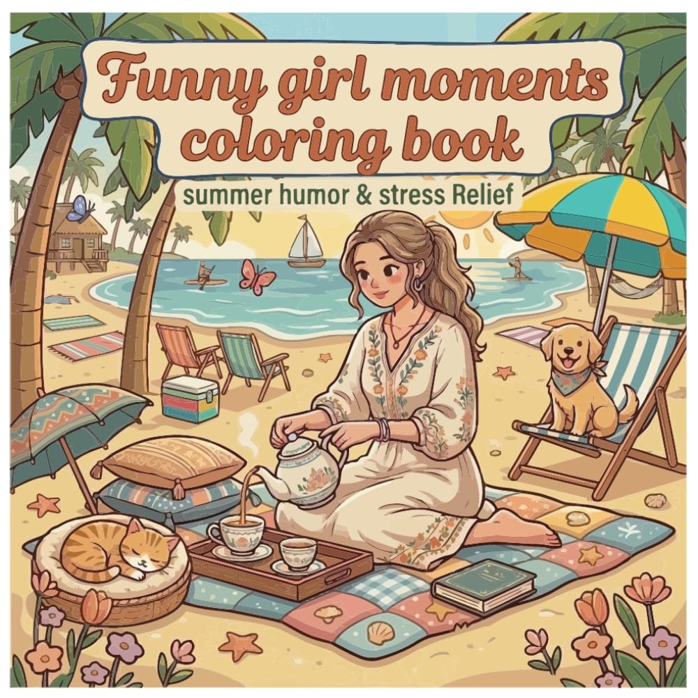 Color By Line: Funny girl moments coloring book - summer humor & stress Relief & Calm