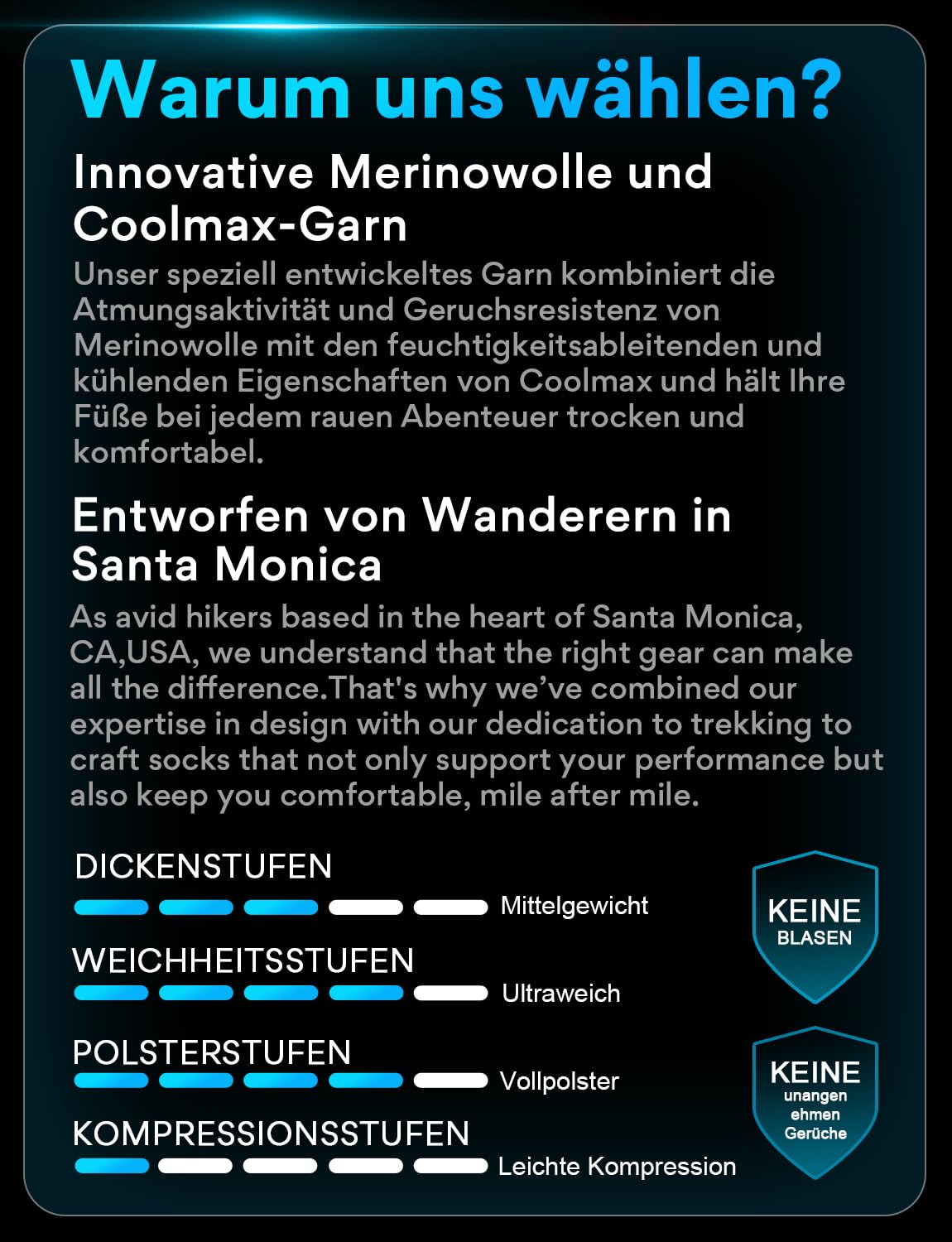 Juclise Merinowolle Wandersocken Herren Kompression Anti Blasen Gepolstert Wollsocken Anti-Schweiß Atmungsaktiv Trekkingsocken (DE/NL/SE/PL, Numerisch, 47, 51, Anthrazit*1 + Onyx*2)