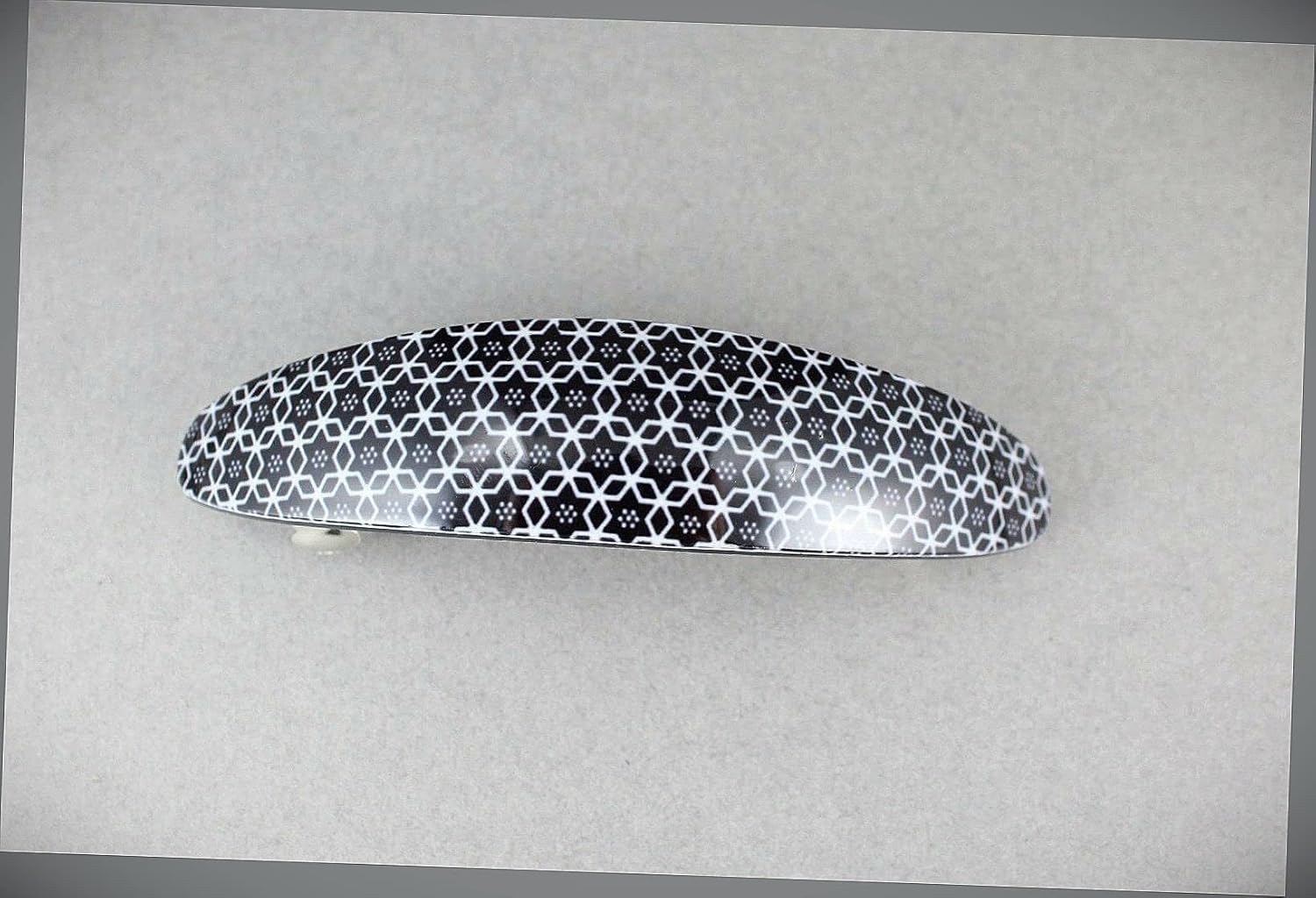 Black White Curved Barrette Hair Clip Accessory 3.5" Long Circles Hexagon Print Fashion hair Accessories for Women