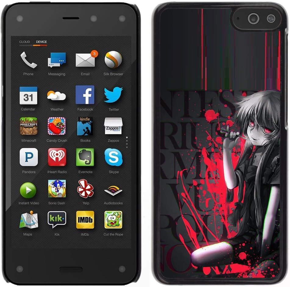 Good Phone Accessory // Hard Case Protective Plastic Cover Case for Amazon Fire Phone // Blood Splatter Cartoon Girl